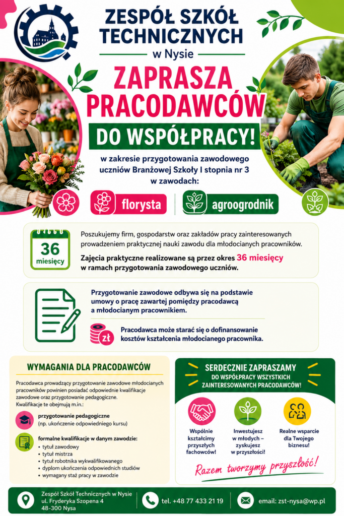 Zapraszamy pracodawców do współpracy w kształceniu